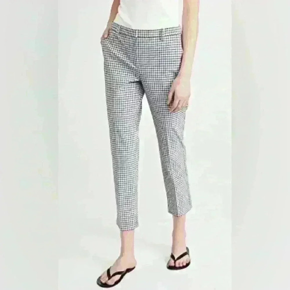 Theory straight leg cropped checkered Corpcore pant mid weight structured size 8 - Picture 1 of 7